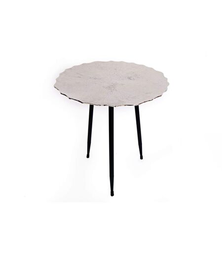 Table à café design en métal Lotus - Diam. 45 x H. 49 cm - Argent