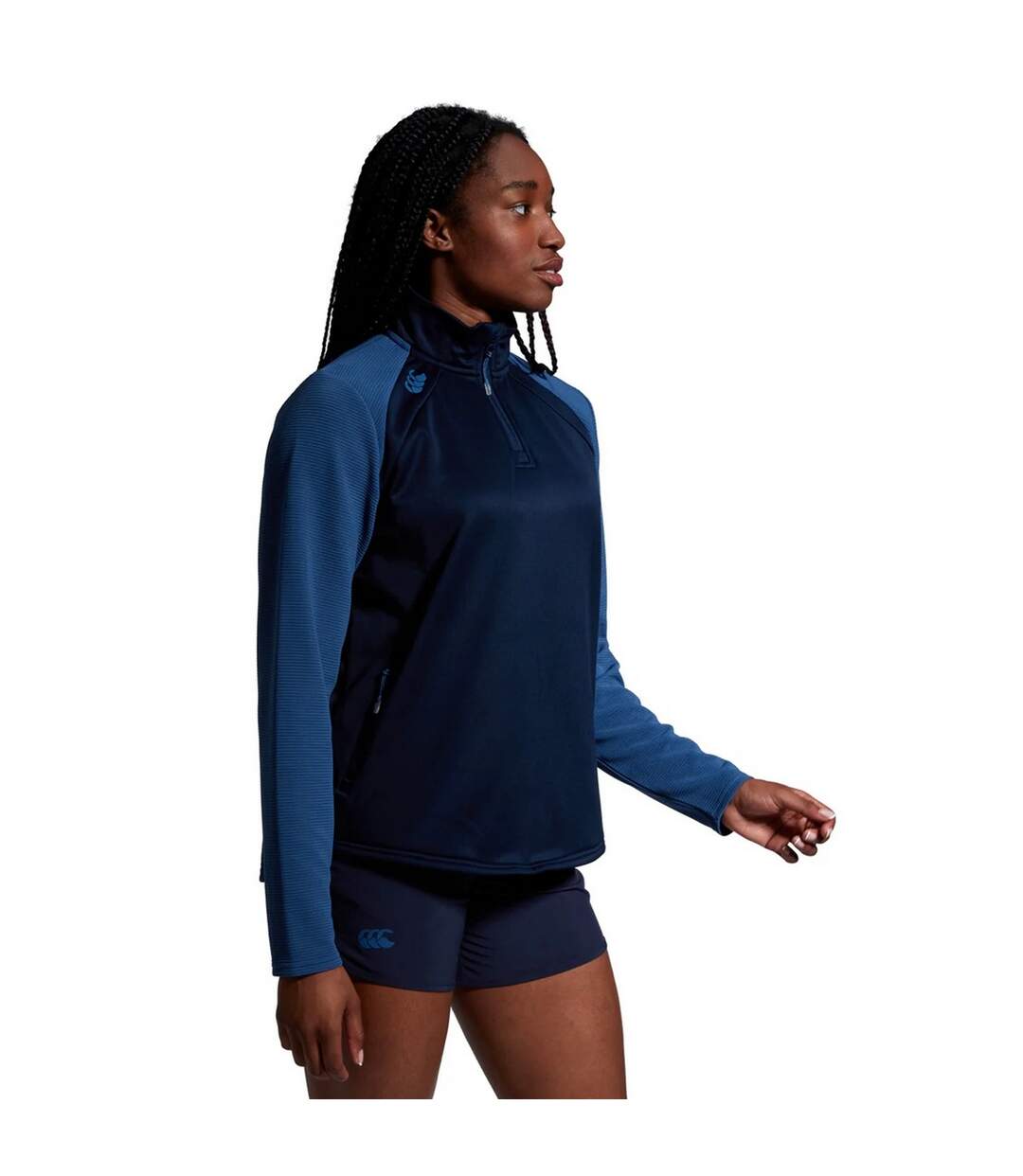Womens/ladies Elite Quarter Zip Base Layer Top Navy True Navy Marl Canterbury-4