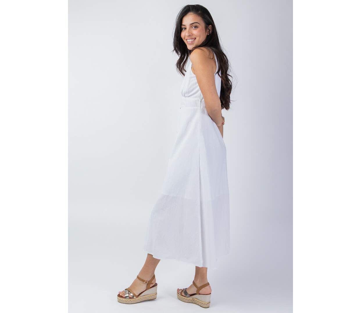 Robe longue sans manches SERAPHINE blanc Coton Du Monde-3