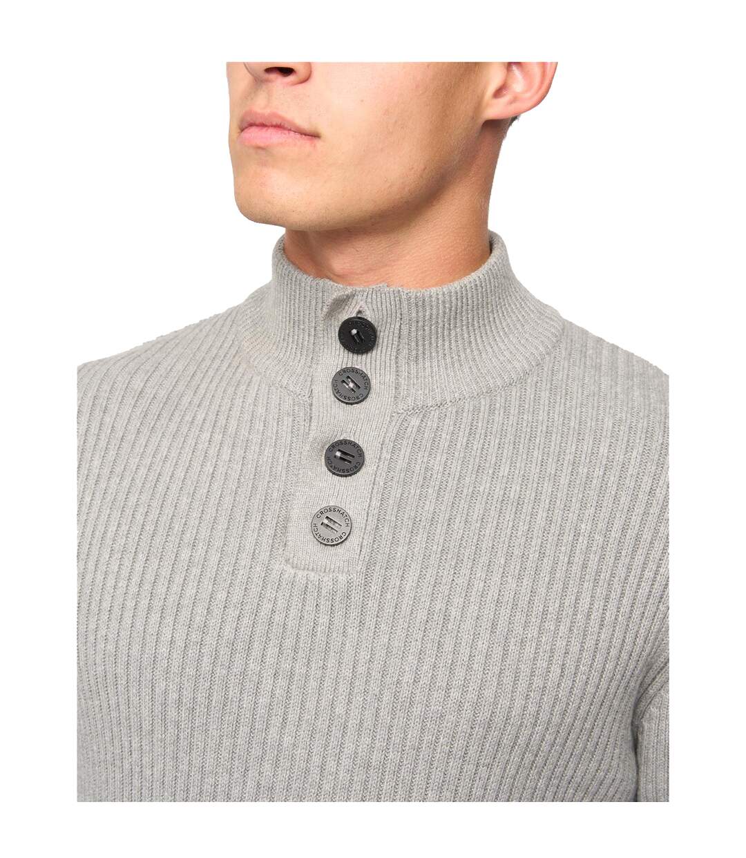 Pull wellburys homme gris chiné Crosshatch