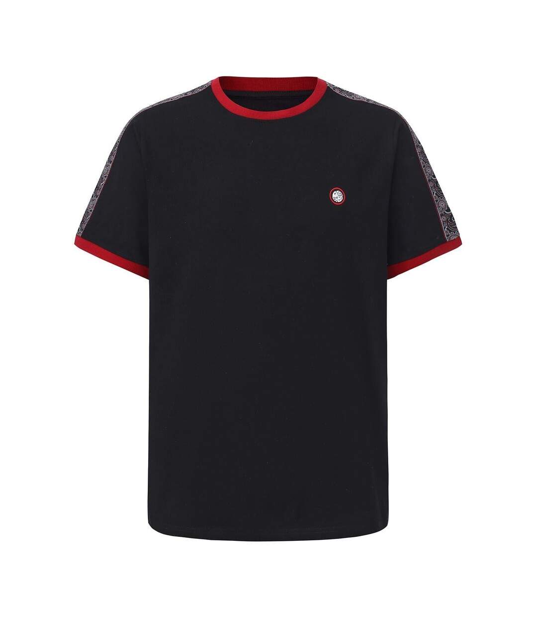 Mens Paisley Logo T-shirt Black Red Pretty Green-1