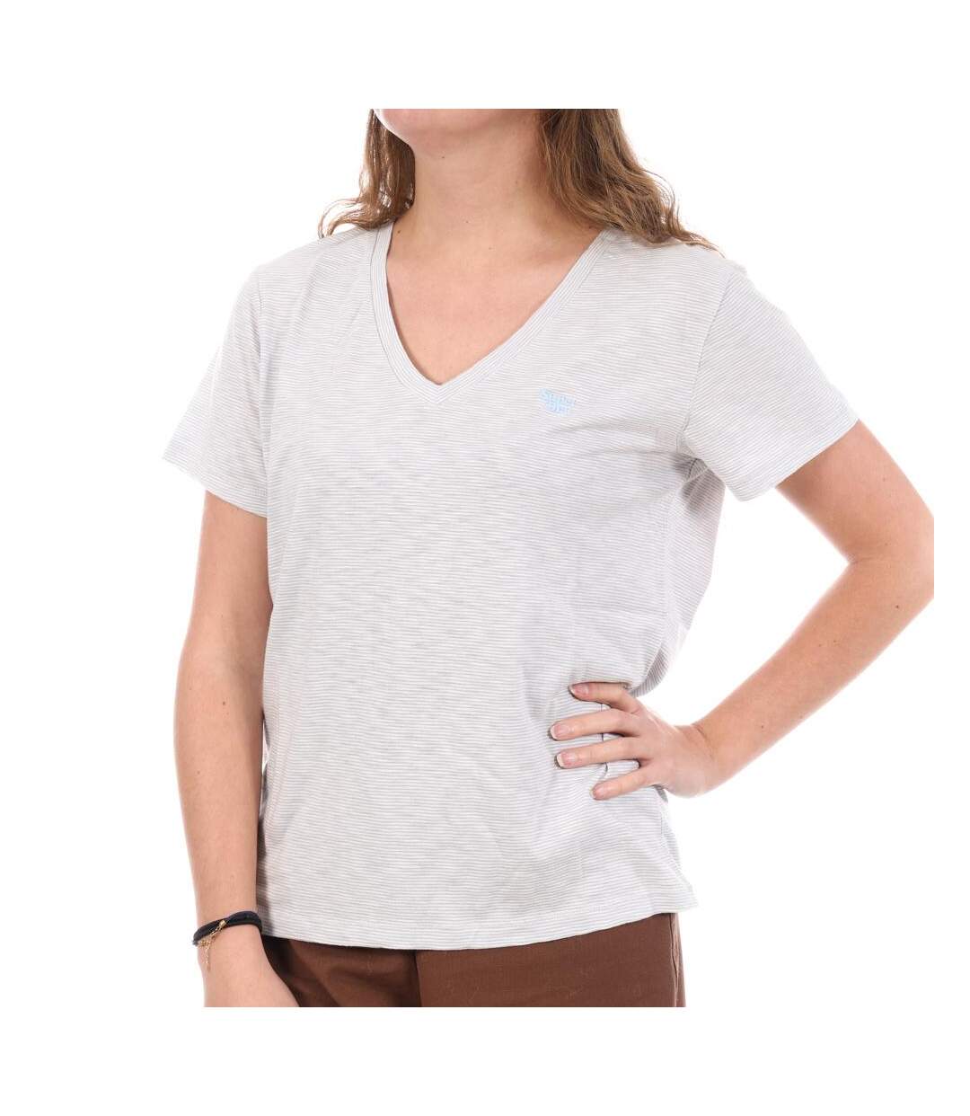 T-shirt gris clair femme superdry studios-1