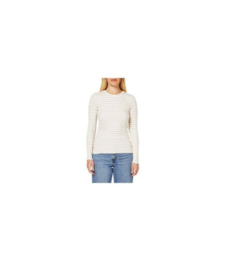 T-shirt Manches Longues Motif/style À Rayures Femme Blanc Cassé Selected Femme