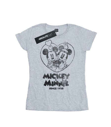 Disney T-shirt en coton Femmes/Ladies Mickey et Minnie Mouse Since 1928 (Gris sportif) - UTBI31495