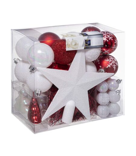 Kit de décoration pour sapin de Noël - 44 Pièces - Rouge et blanc
