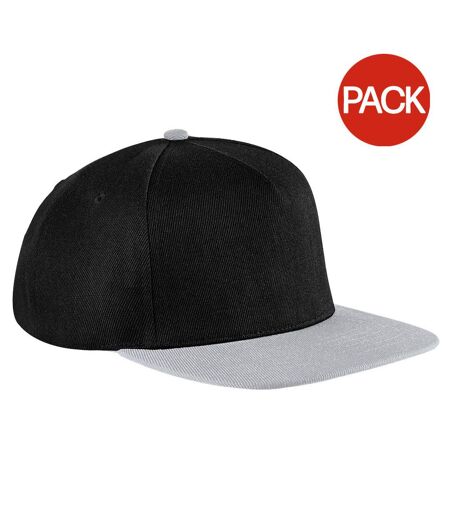 Beechfield Unisex Original Flat Peak Snapback Cap (Pack of 2) (Black/Light Grey) - UTRW6745