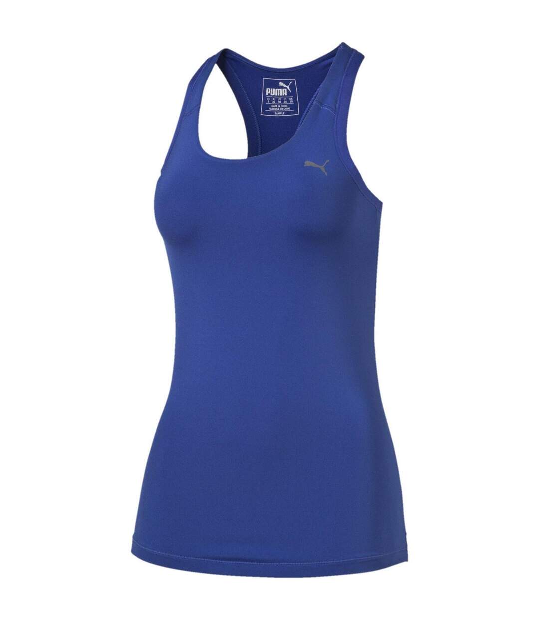 Womens/ladies Essential Performance Racerback Gym Tank Top Blue Puma-1