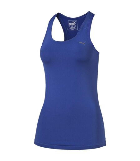 Womens/ladies Essential Performance Racerback Gym Tank Top Blue Puma