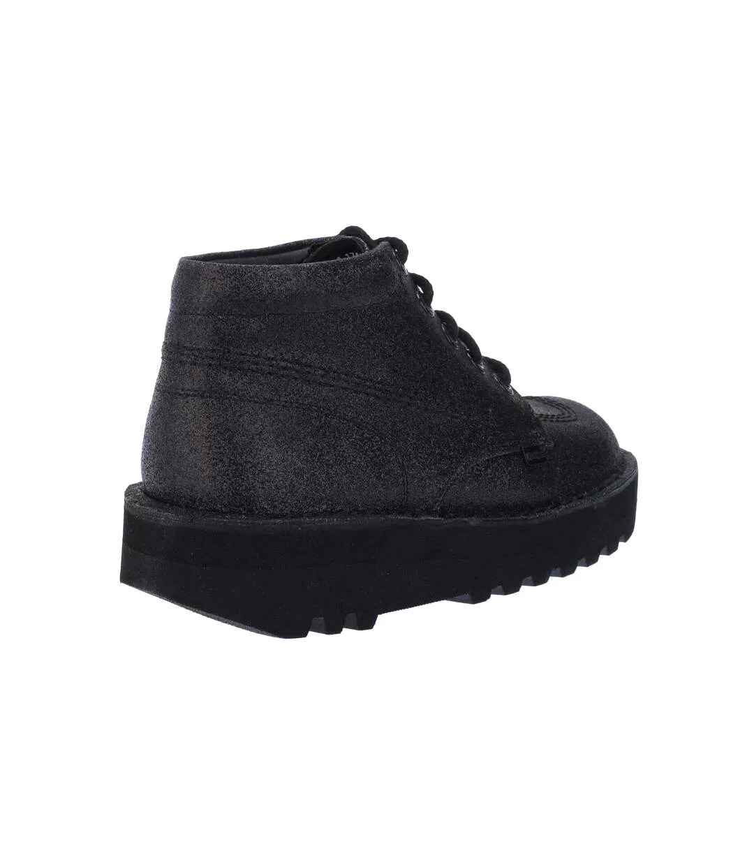 Womens/ladies Kick Hi Glitter Leather Stack Heel Boots Black Kickers-2