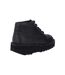 Womens/ladies Kick Hi Glitter Leather Stack Heel Boots Black Kickers-2