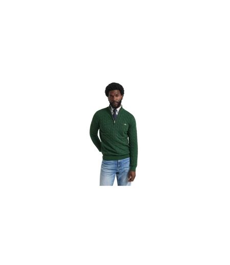 Mens Cable Knit Half Zip Jumper Green Gant