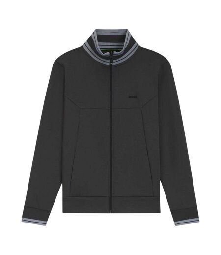 Mens Embroidered Logo Regular Long-sleeved Track Jacket Dark Grey Boss