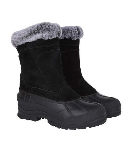 Womens/ladies Snowdrift Suede Faux Fur Lined Snow Boots Black Mountain Warehouse