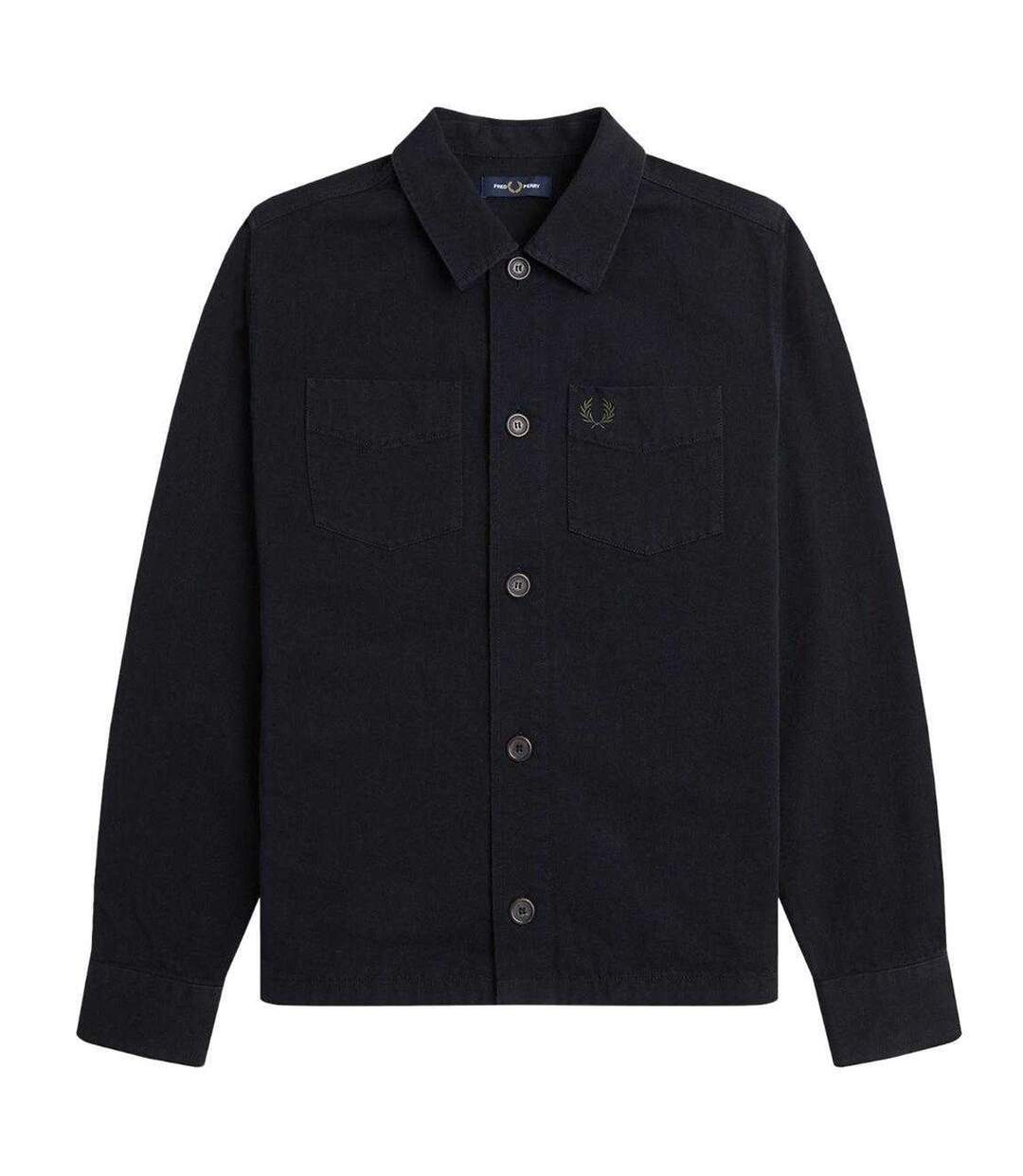 Mens Plain Twill Overshirt Black Fred Perry-2
