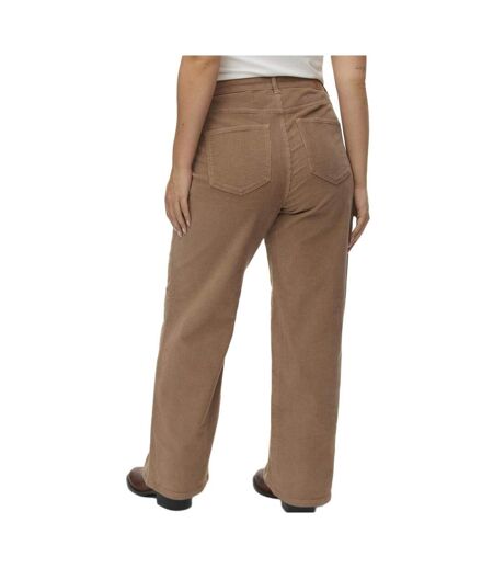 Pantalon en velours beige foncer femme vero moda curve corudroy