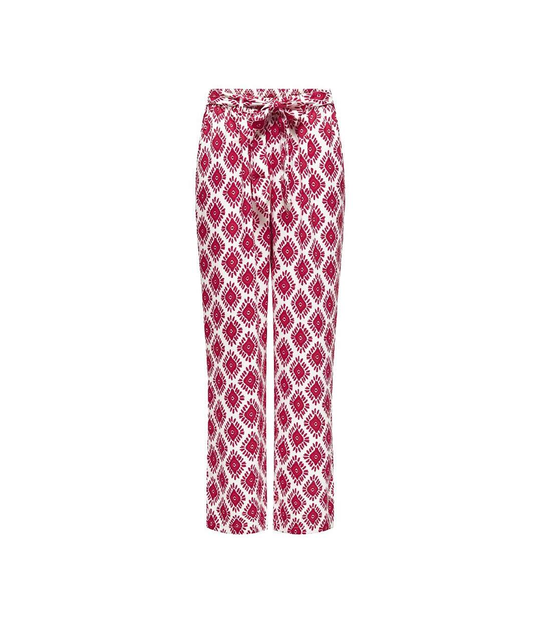 Pantalons fluide Blanc/Rose Femme Only Palazzo - L-1