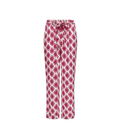 Pantalons fluide Blanc/Rose Femme Only Palazzo - L