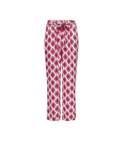 Pantalons fluide Blanc/Rose Femme Only Palazzo - L