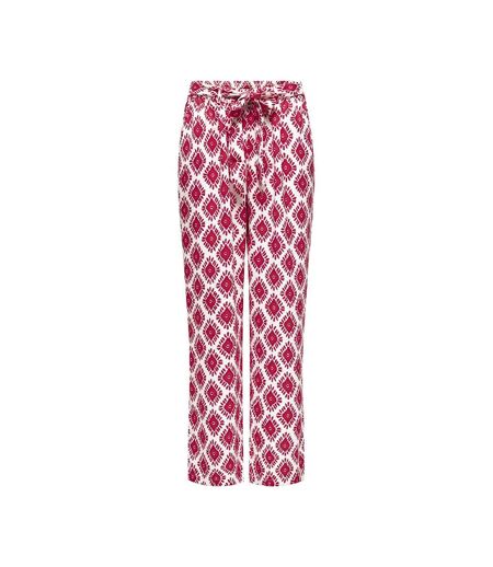 Pantalons fluide Blanc/Rose Femme Only Palazzo - L