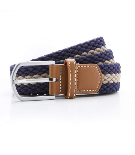 Asquith & Fox Mens Two Colour Stripe Braid Stretch Belt (Navy/Khaki) - UTRW5539