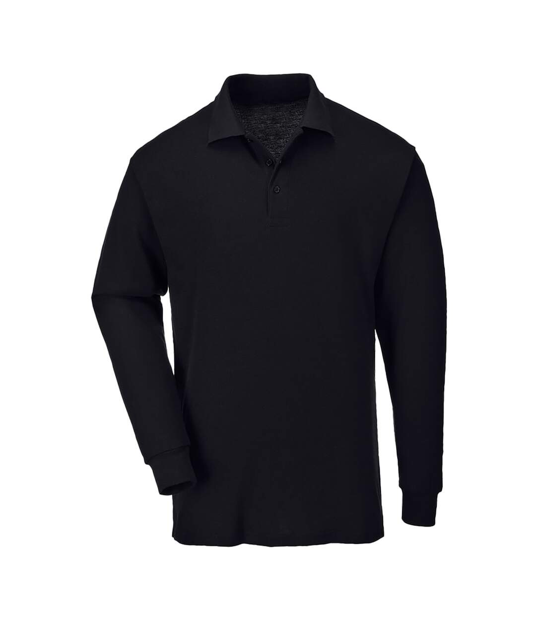 Casual Classic Mens Long Sleeve Polo (Black) - UTAB452-2