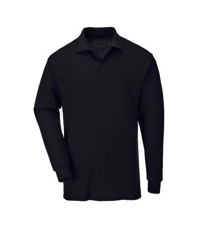 Casual Classic Mens Long Sleeve Polo (Black) - UTAB452