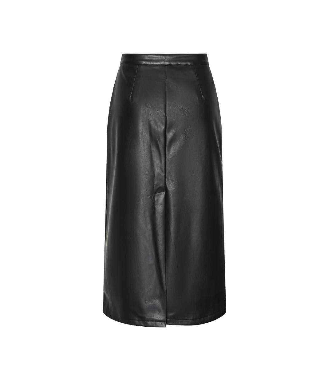 Jupe simili cuir noir femme pieces neeth-2
