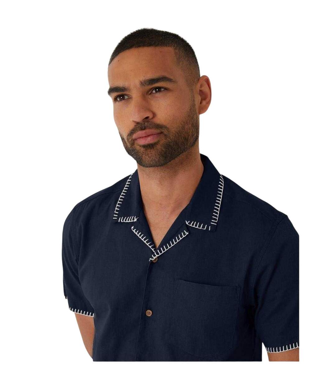 Mens Burnley Short-sleeved Shirt Navy Threadbare-4