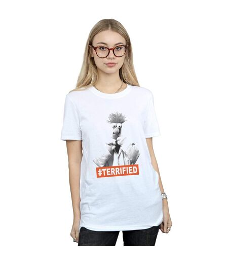 Disney Femmes/Les femmes The Muppets Beaker Terrified Coton Boyfriend T-Shirt (Blanc) - UTBI41200