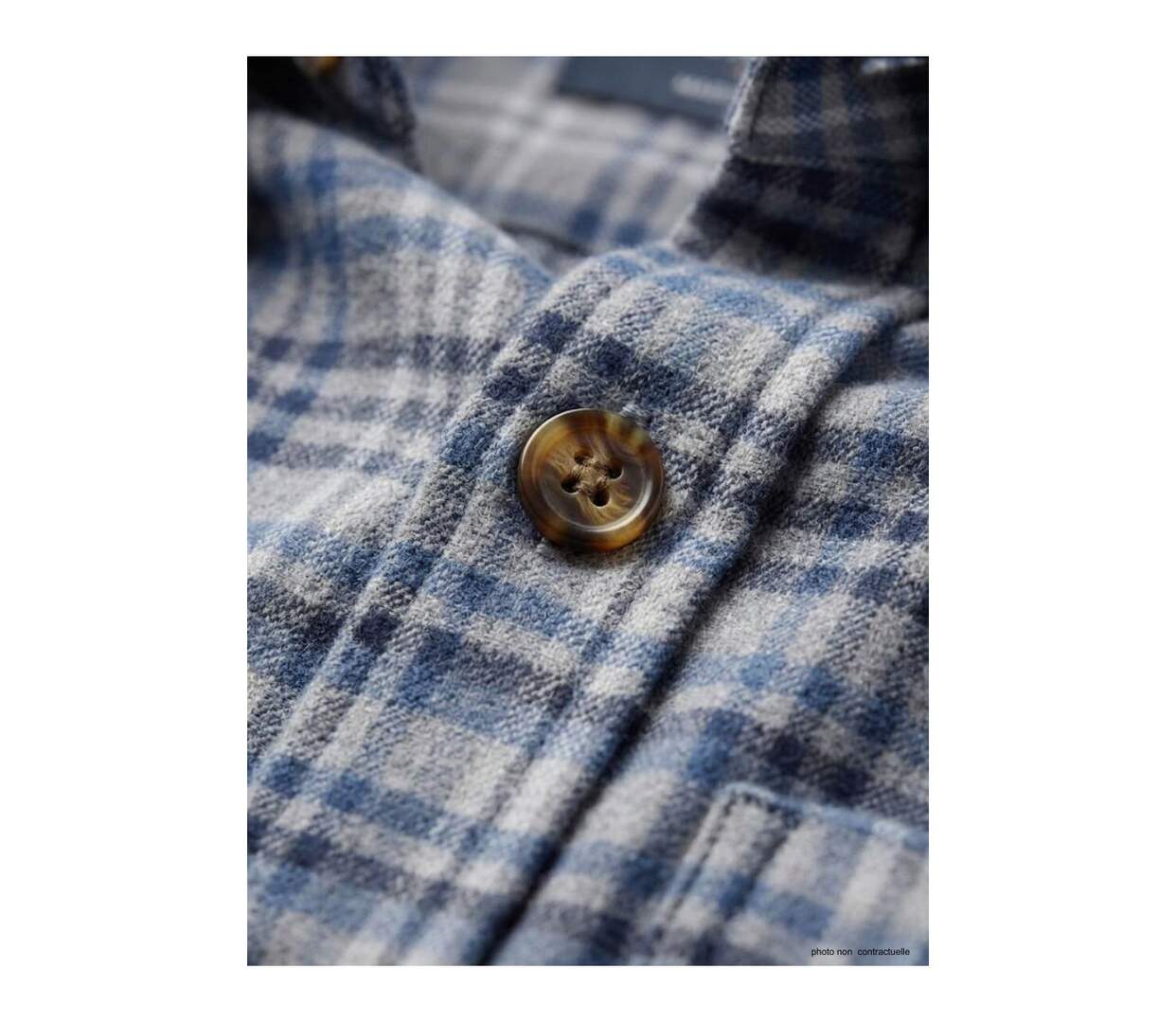 Chemise à carreaux Homme en Flanelle de Coton CH2003A Bleu/Gris (Challenger)-3