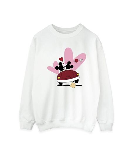 Disney Sweatshirt imprimé voiture Mickey Mouse Femme/Ladies (Blanc) - UTBI28984