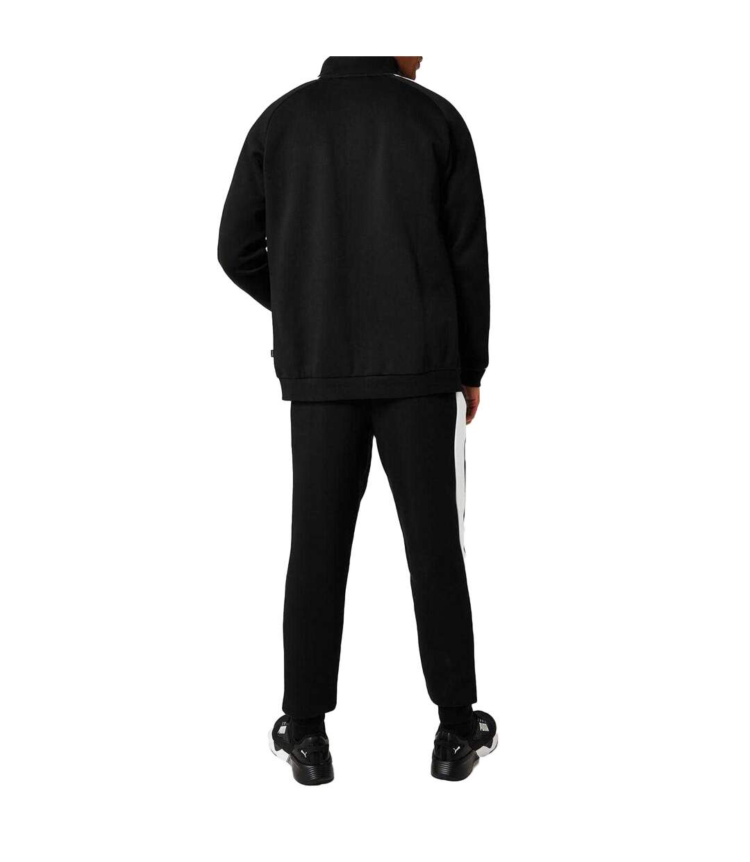 Mens Clean Fleece Tracksuit Set Black White Puma-3