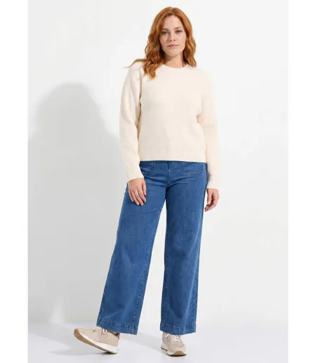 Pull chaud côtelé avec laine et fibres recyclées
