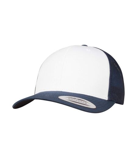 Unisex adult retro coloured trucker cap navy/white Flexfit