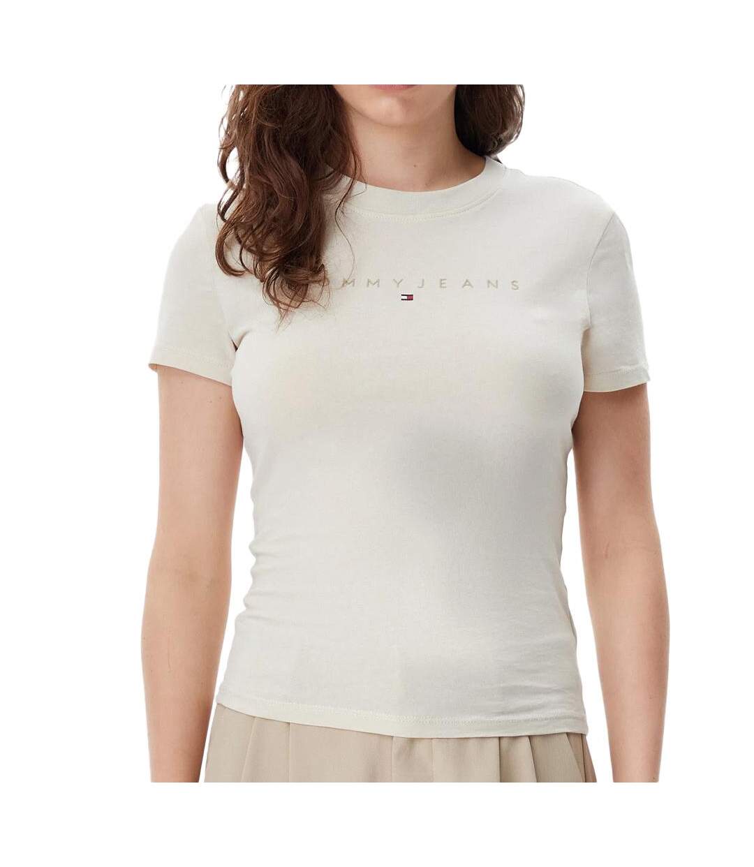 T-shirt beige femme tommy hilfiger night navy - l-1
