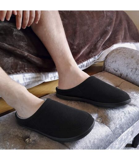 Dunlop - Mules homme aspect daim noires ouvertes à l’arrière