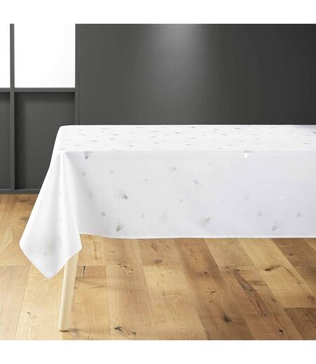 Nappe à Motifs Sapin 150x300cm Blanc & Argent