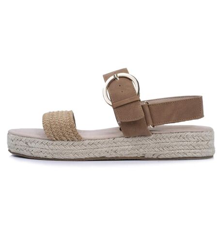 Isotoner Sandales femme semelle à mémoire de forme, talon de 3,5cm, design corde et léopard
