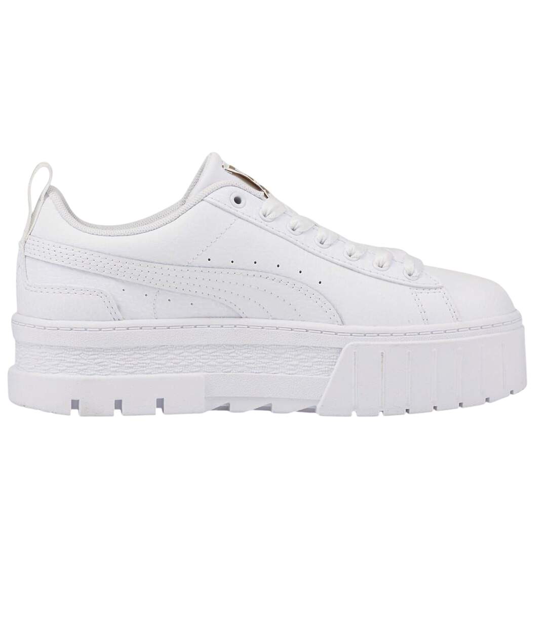 Womens/ladies Mayze Leather Platform Trainers White Puma-1