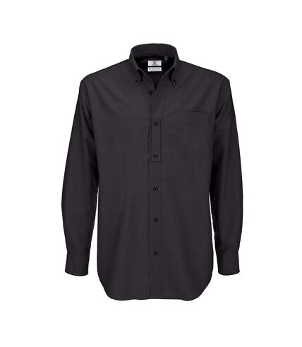 B&C Mens Oxford Long Sleeve Shirt / Mens Shirts (Black)