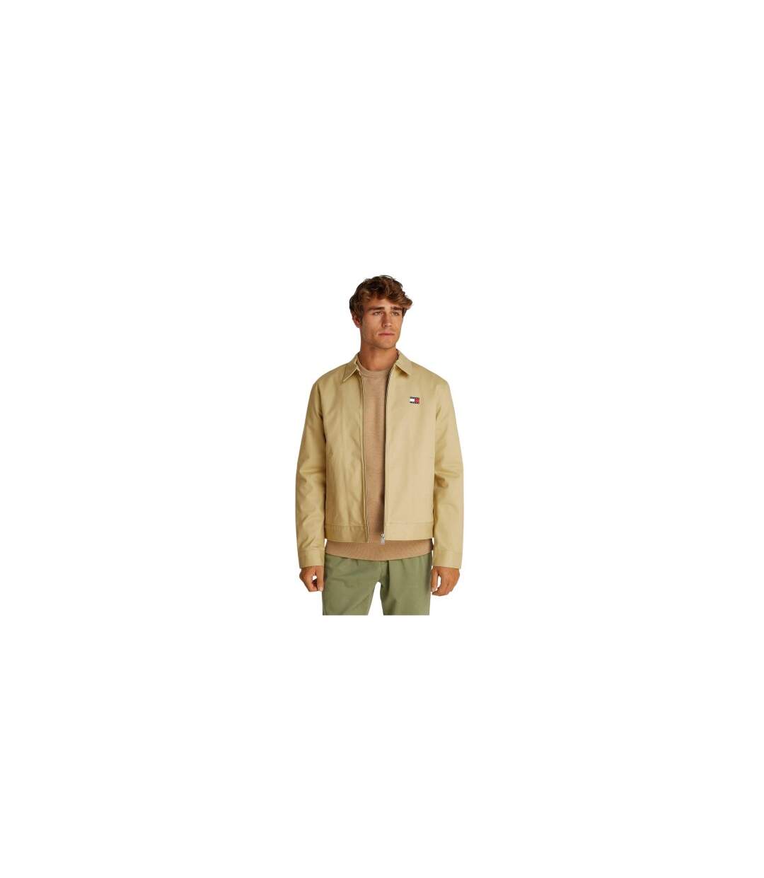 Mens Logo Full Zip Jacket Tan Tommy Jeans-1