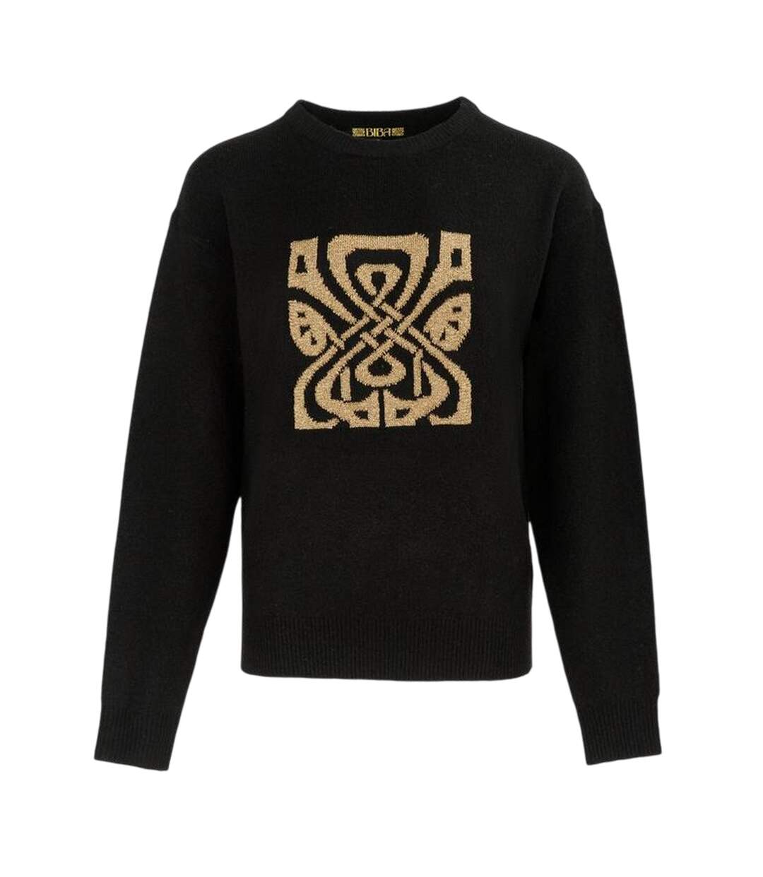 Pull Fête Femme Noir Jaune Or Biba-1