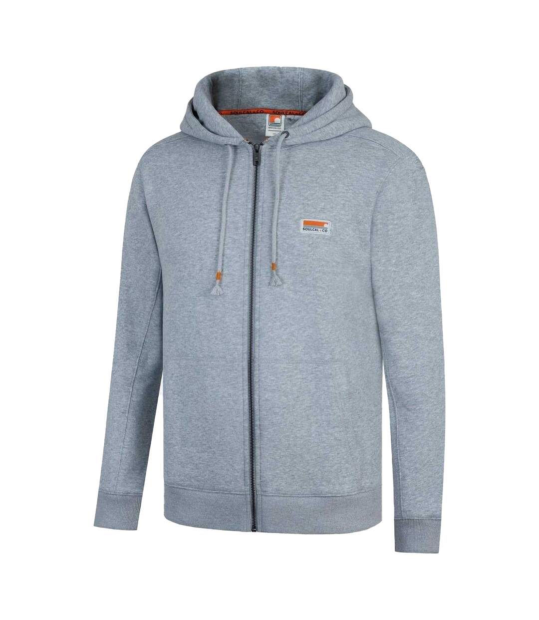 Mens Signature Cotton Full Zip Hoodie Grey Marl SoulCal-3