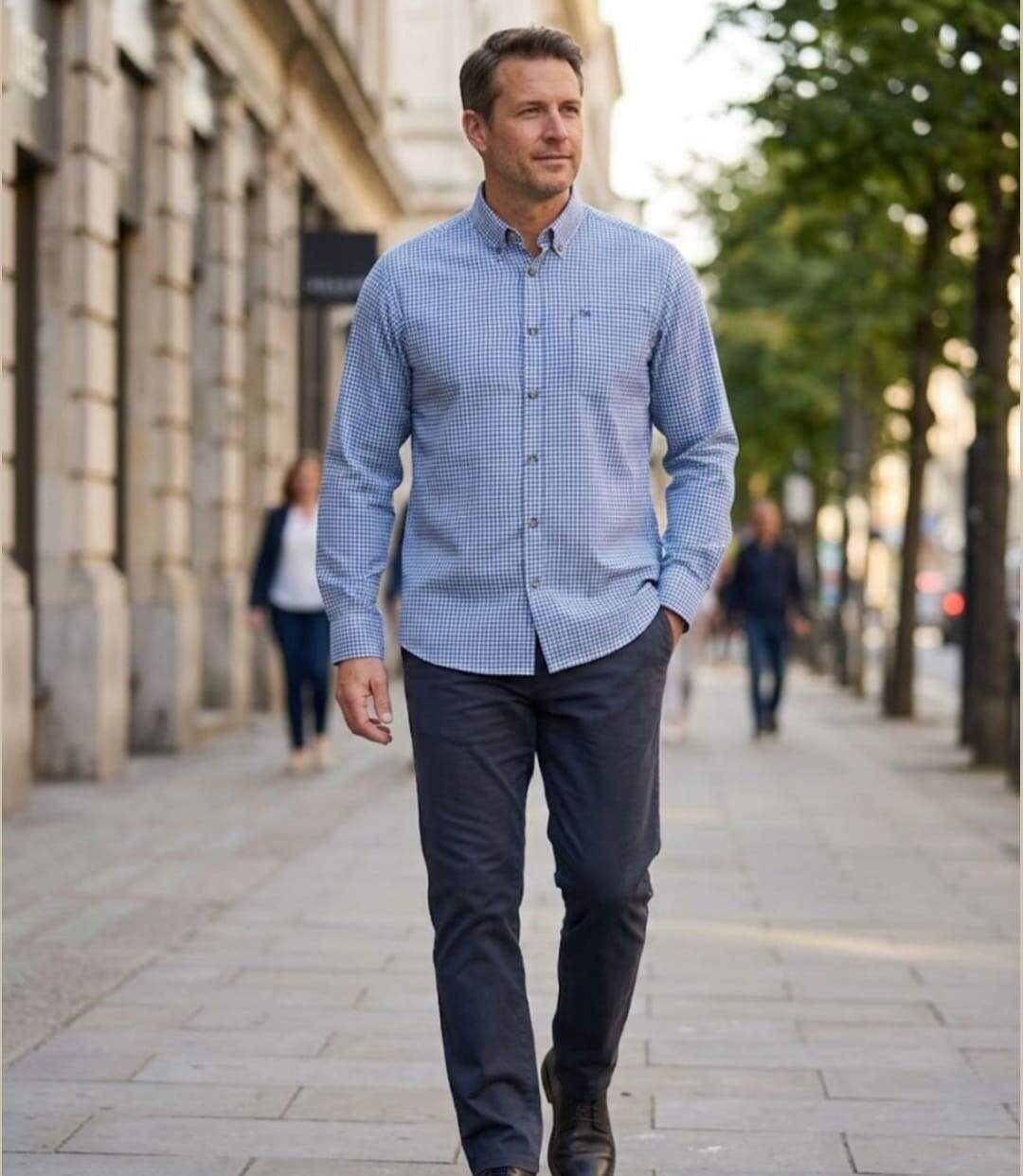 CHALLENGER TABOU1 — Chemise à carreaux manches longues bleu et gris : chaleur et coupe confort-5