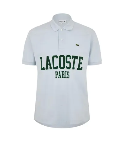 Mens Paris Lettering Regular Polo Shirt Blue Lacoste