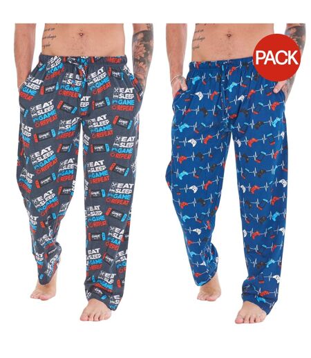 Pack Of 2  Mens Game For Life Game Controller Lounge Pants  Blue Grey Keanu