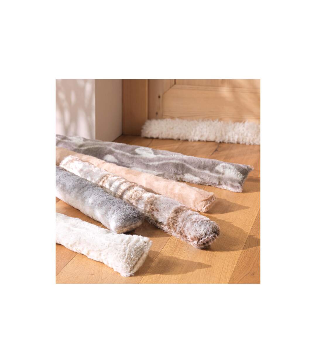 Boudin Bas de Porte Imitation Fourrure Sven 80cm Naturel-5
