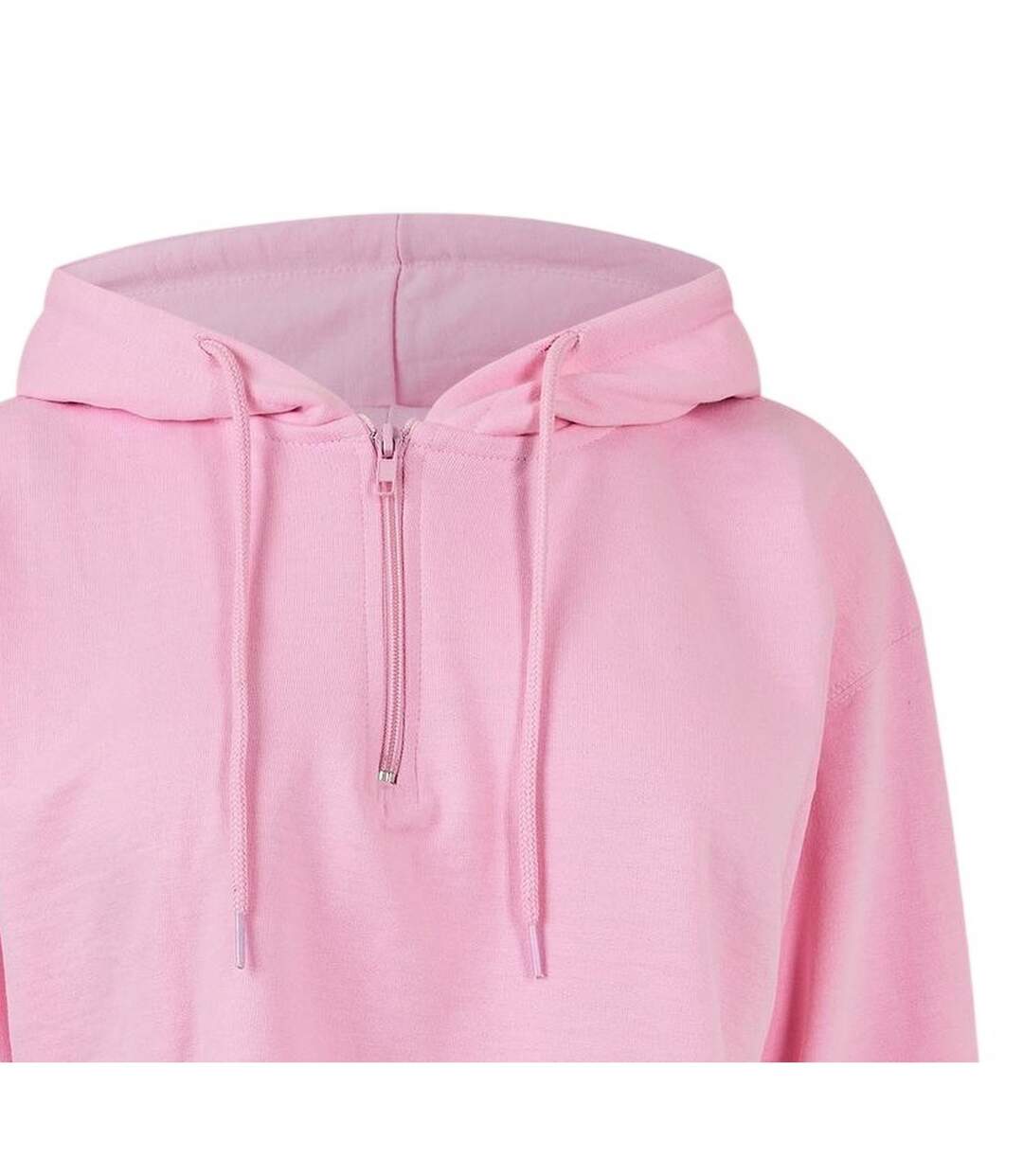 Sweat Court À Capuche Motif/style Uni Femme Rose Miso-3