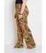 Pantalon ceinture élastiquée motif feuillage-3