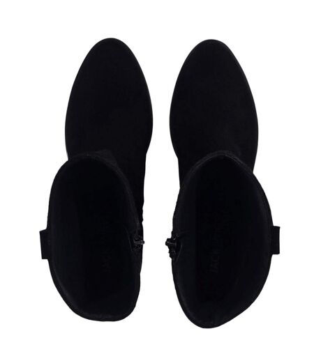 Womens/ladies Dalida Suede Block Heel Western Boots Black Jack Wills